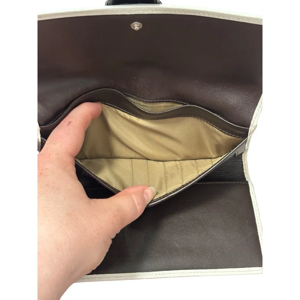 Coach Soho White Leather Buckle Slim Envelope Wallet OS Silver Hardware